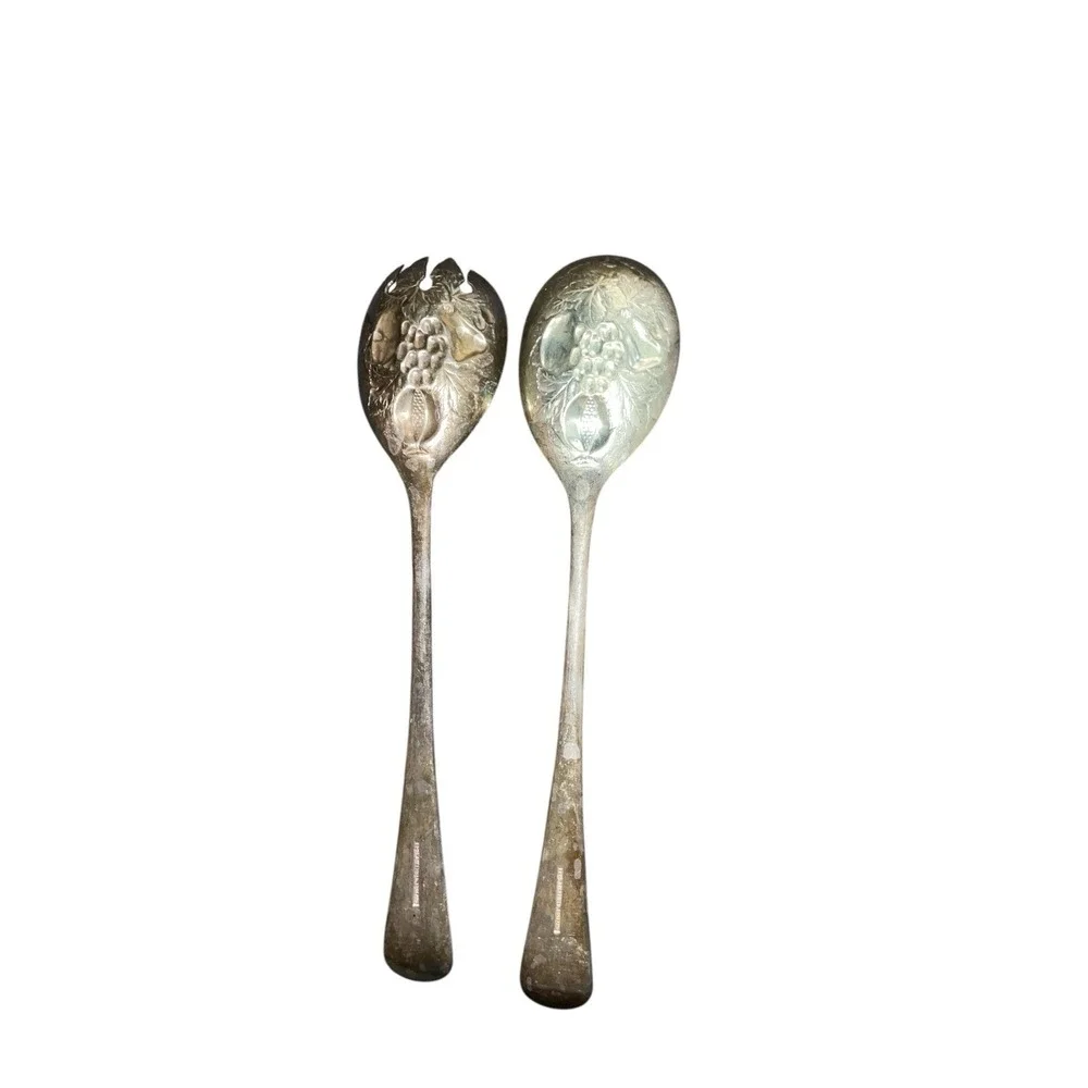 Sheffield England EPNS Berry Salad‎ Servers Silver Plate Spoon and Spork 9